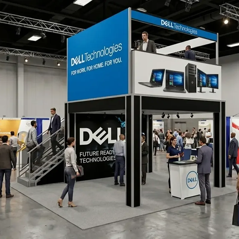 20-x-20-Trade-Show-Double-Deck-Exhibit-Dell V1 Double Deck Trade Show Booth